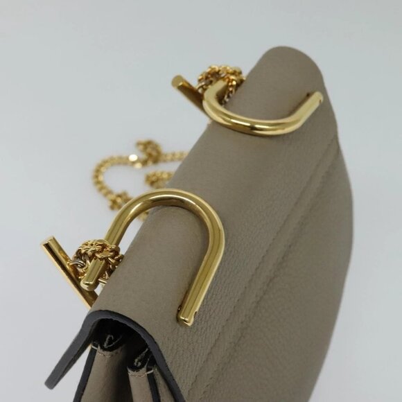 Chloe Chain Drew Shoulder Bag Leather Gray Gold Auth - Picture 7 of 16